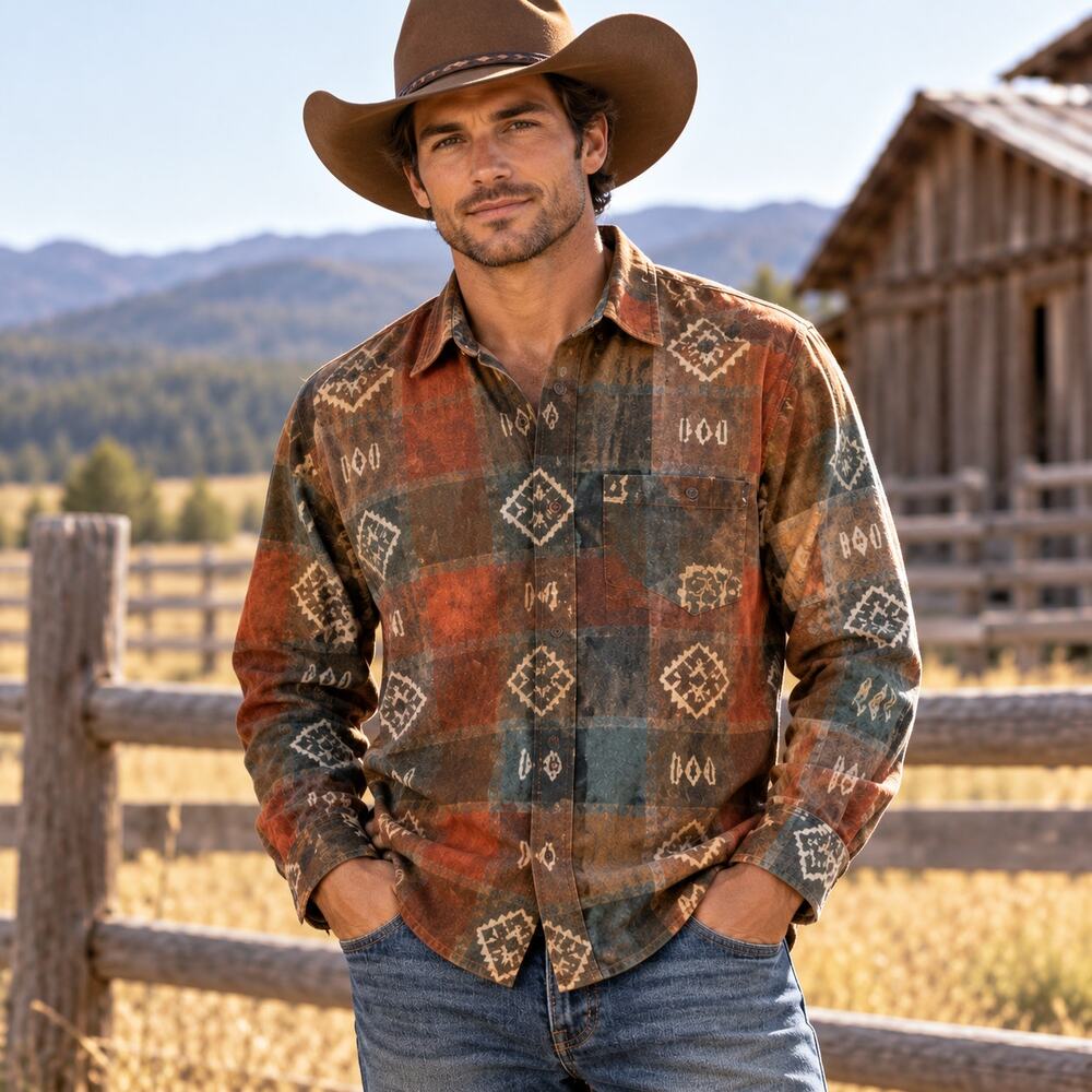 Backroad Blues Vintage southwestern button up shirt Medium country rodeo cowboy